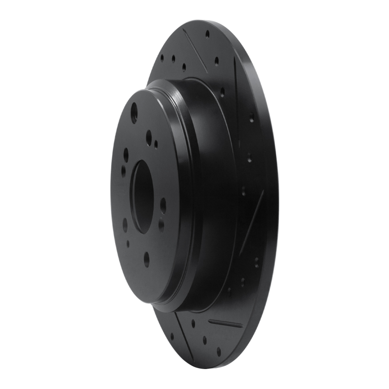 Acura MDX Brake Rotor (1) - Rear Right - R1 Concepts - Drilled & Slotted - Black - `07-`17